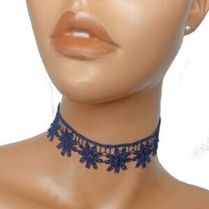 Navy Blue Lace Choker,  Prom Choker, Date Night Choker, Bridesmaid Necklace